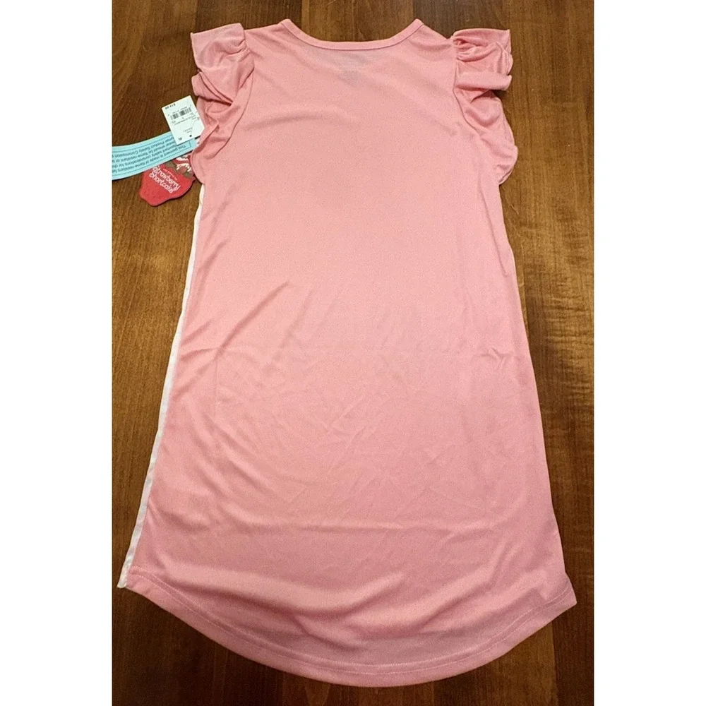 Strawberry Shortcake Girls Nightgown Pink Striped Short Sleeve Pullover 6/6X NWT